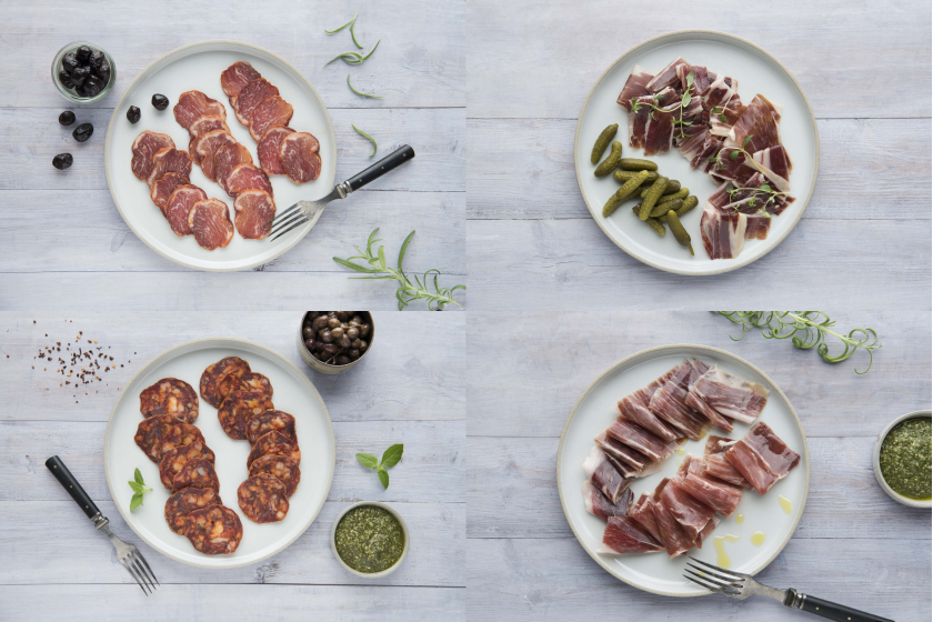 Charcuteri kassen af Fritgende Agernfodret Spansk Sortfodsgris