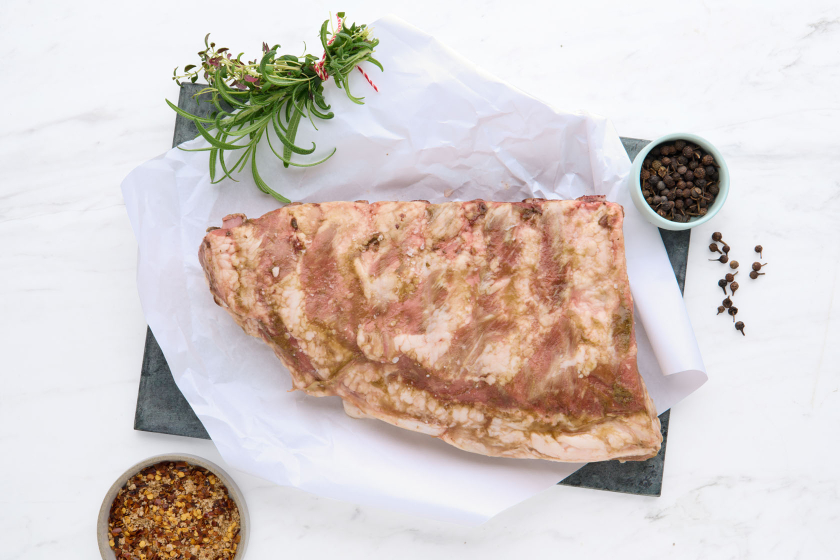 Sous-vide Costilla/Spareribs af Fritgende Agernfodret Spansk Sortfodsgris, 450-550g